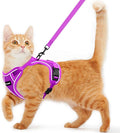 Cat Harness and Leash for Walking Escape Proof Soft Adjustable Cat Leash Breathable Comfortable Vest Easy to Wear Kitten Harness for Outdoor Travel Purple M