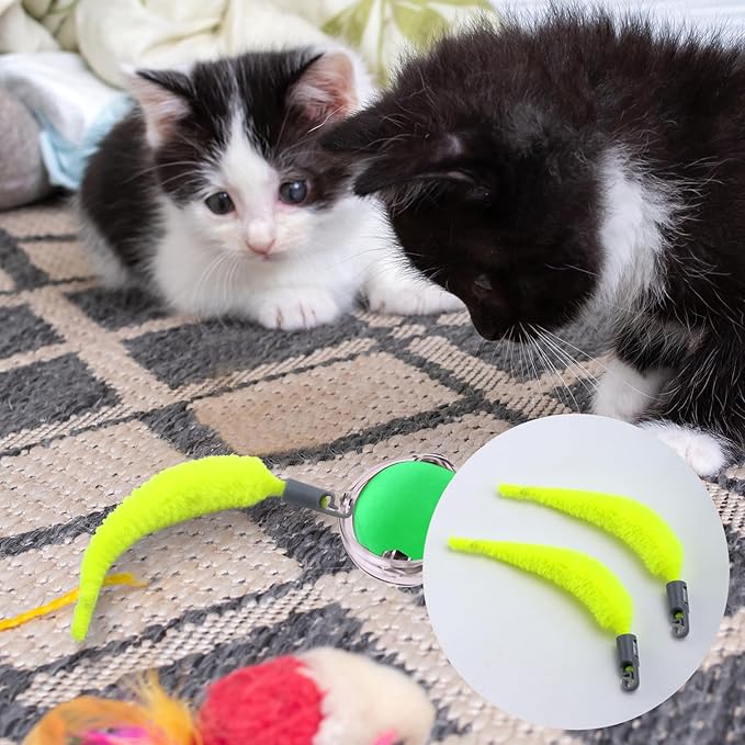 BOXOB 5 Pcs Cat Ball Toy Replacement Tails, Interactive Cat Toy Tail Accessories Cat Toy Automatic Moving Ball Replacement Rope Compatible with 2.0