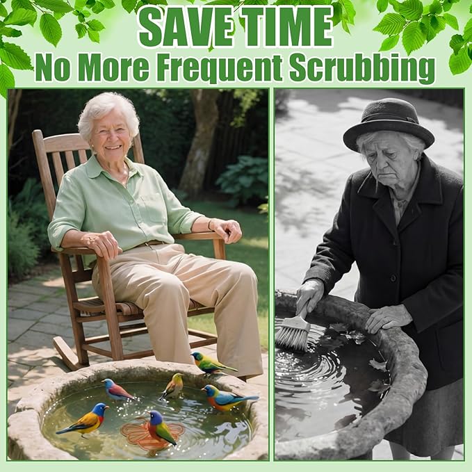 4 Pack Bird Bath Copper Disk Bird Bath Purification Disk with Triple-Point Support 99.99% Pure Copper Water Cleaner for Outside Bowl, Physical Safe Clean Water(Bee)