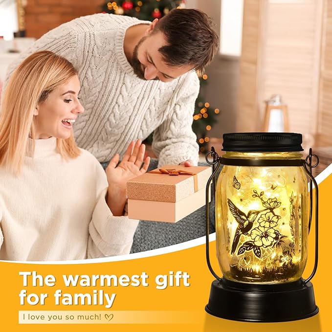 Solar Lanterns Outdoor Garden Decor Valentine's Day Gifts for Women Hummingbird Gift for Women Mom Grandma Sister Birthday, Hanging Solar Light Home Decor for Yard, Patio,Backyard,Porch,Torch