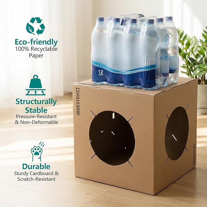 Modular Cardboard Cat Condo System, Semi-Enclosed Cube Module with Side Openings, Foldable Stackable DIY Cat House for Indoor Cats