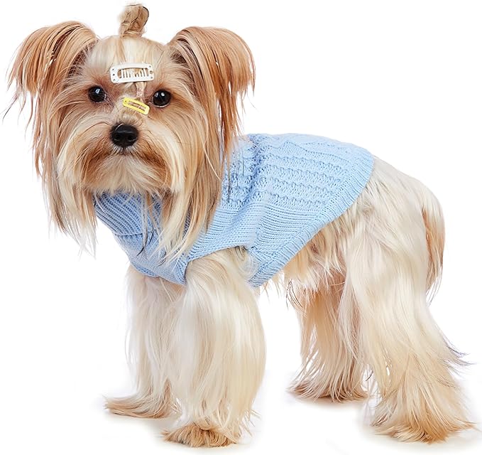 Stretchy Cat Sweater - 17 Colors & 6 Sizes | Snug Winter-Ready Knit for Boy/Girl Cats & Kittens(Blue, Medium)