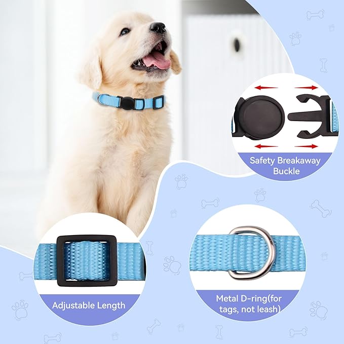 Puppy Collars for Litter,Puppy Collars for Small Puppies Soft Nylon Safety Whelping Litter Collar for Newborn Pets with Record Keeping Charts 12pcs(M)