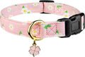 Cotton Handmade Dog Collar Cute and Distinctive Patterns Pink Flower with Pendant for Girl Boy Dogs Collars S