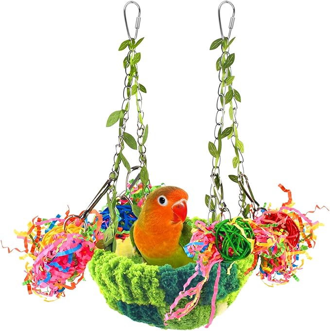 KATUMO Bird Nest, Conure Breeding Bed Parrotlet Snuggle Nest Lovebird Bed Bird Swing Bed for Small Birds, Size Small