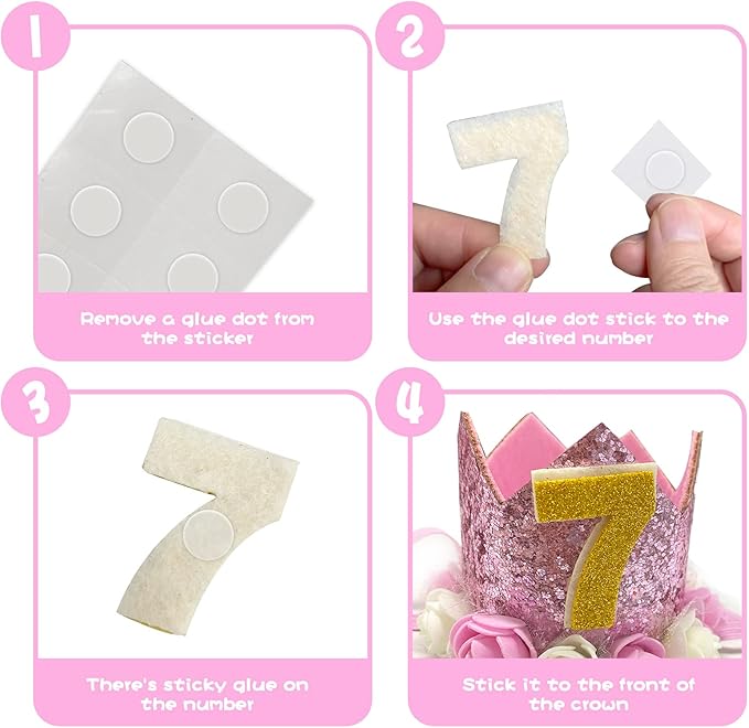Pet Crown Dog Birthday Hat Reusable Birthday Party Crown Girl Cat Doggie Headband Hats with 0-9 Figures Charms Gift Grooming Accessories with Glue Dots Pack of 1(Pink)