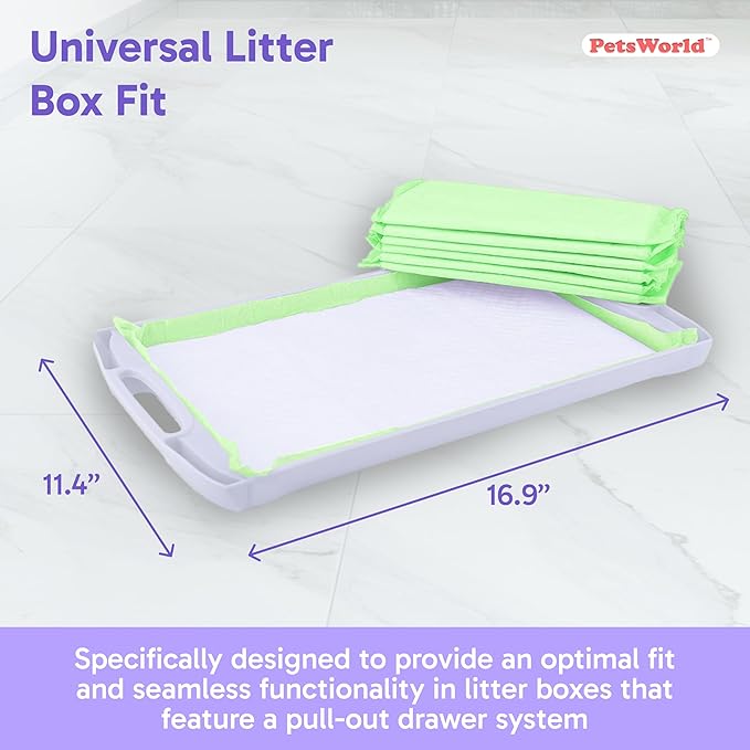 PetsWorld Universal Fit Multi-Cat Pad Refills for Litter Box, Fresh Scented, Ultra-Absorbent, Odor Control, Pack of 1200