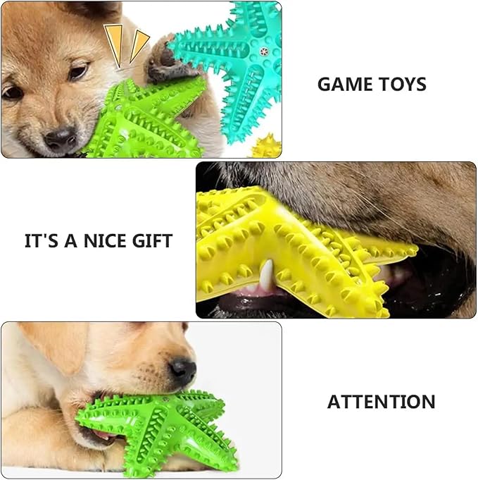 Chew Toy for Dog Toothbrush Stick Dog Toys for Aggressive Chewers Interactive Toys Treats Tough Toy to Keep Them Busy Chew Toys for Small Dogs (Star Toy - Yellow)