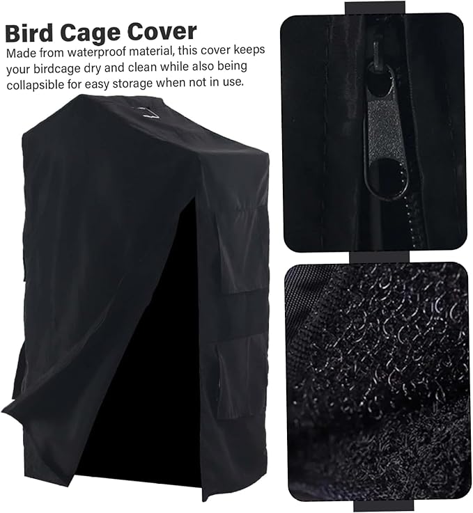 Bird Cage Cover Foldable Waterproof Black Bird Cage Cover Windproof Washable Accessories