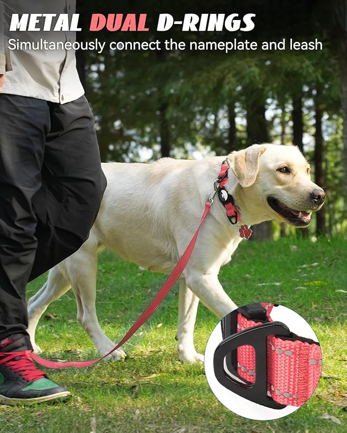 Joytale Airtag Dog Collar, Reflective Pet Collar with Waterproof AirTag Holder, Dual D-Rings, Soft Padded Adjustable for Small Dogs, Neon Pink, S