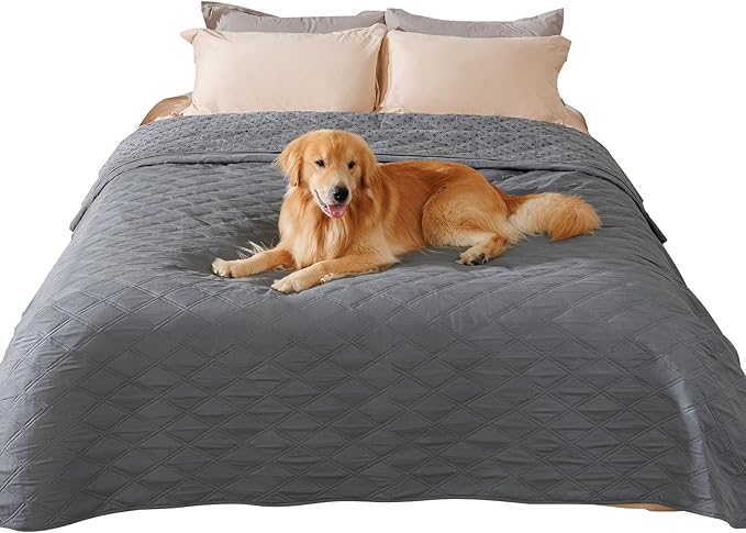 Luciphia 100% Waterproof Couch Cover Blanket for Dogs Anti-Slip Pet Couch Protector Sofa Mat Puppy Cat Blanket with Non-Slip Bottom, Grey, 82x120 Inch