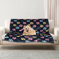 Dog Blankets for Large Dogs, 50"x40" Blanket Washable, Fuzzy Soft Pet Mat Throw Cover for Kennel Crate Bed, Cute Paw Pattern, Cat Blanket, Gifts Medium Small Pet Essentials, Navy Blue