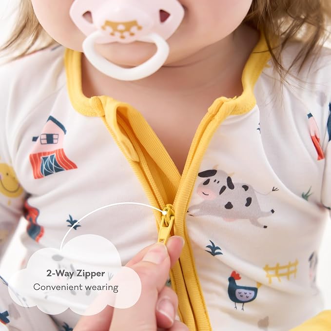 pureborn Baby Infant Boys Girls Sleeper Snug Fit Viscose from Bamboo Pajamas Zipper Pjs 0-24 Months