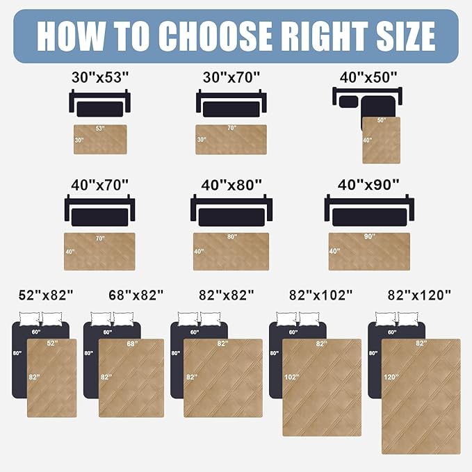Smiry Waterproof Dog Bed Cover Blanket 40x50, Soft Reversible Pet Blanket, Washable Leakproof Cats Dogs Couch Cover for Sofa, Couch, Furniture, Camel/Camel