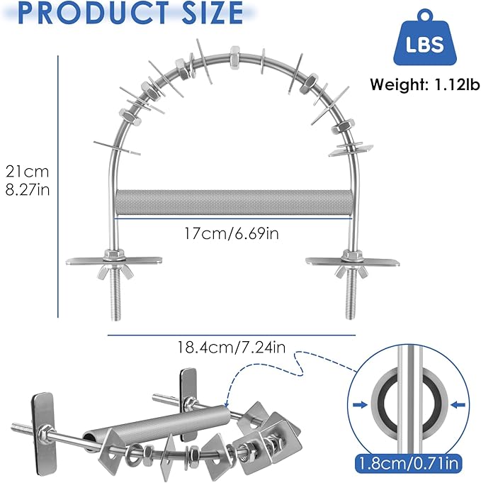 Bird Perch for Cage, Stainless Steel Parrot Perches with Metal Chew Toys, Bird Nail Trimming Cage Accessories for Cockatiels, Macaws, African Grey, Amazon Parrots