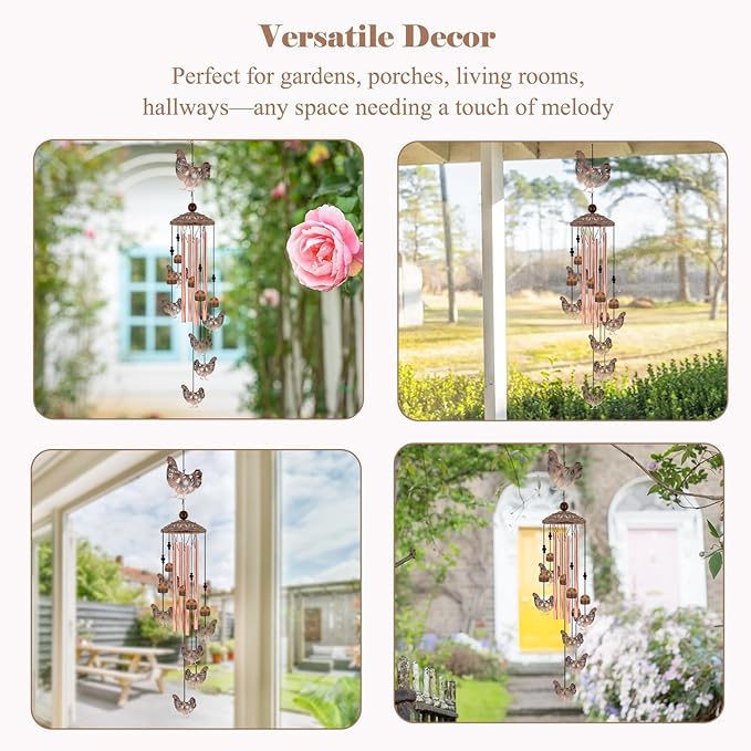 for Women Chicken Wind Chimes for Outside, 35'' Metal Chicken WindChimes Gifts for Women/Men, Decoration for Outdoor, Home, Garden, Patio, Backyard