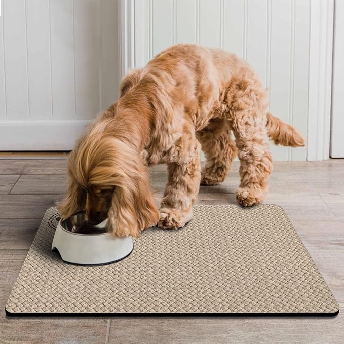 Pet Feeding Mat for Floors Waterproof Dog Mat for Food and Water Absorbent Quick Dry Non Slip mat for Cat Bowls