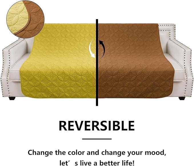 Waterproof Dog Blanket, 30x30 inches Small Pet Couch Covers for Sofa, Chair Bed Furniture Protector from Dogs Washable and Reversible-Turmeric+Lightbrown