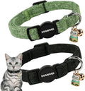 Cat Collar,2 Pack Cat Collars Breakaway with Bell, DOGWONG Safety Buckle Black Cat Collar for Girl Boy Cats and Small Dogs，Adjustable 7-12 Inch,Pet Supplies Accessories