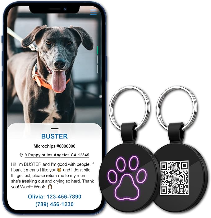 MYLUCKYTAG QR Code Pet ID | Personalized Dog & Cat Collar Tag | Online Profile with Instant Scanned Location Alert Email