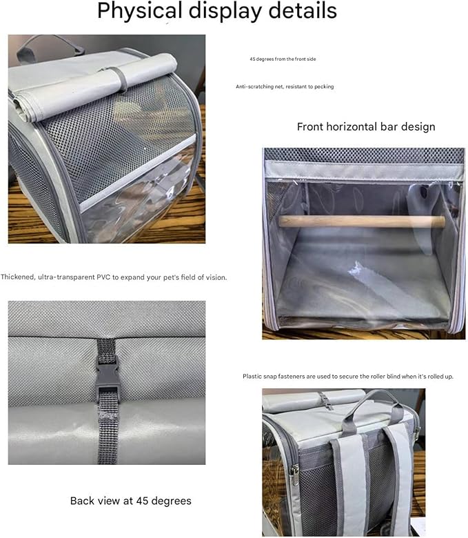 Durability Polyester Bird Travel Carriers Backpacks with Meshes Window and Sun Protecting for Daily Use Compacts Bird Cage Backpacks for Travel