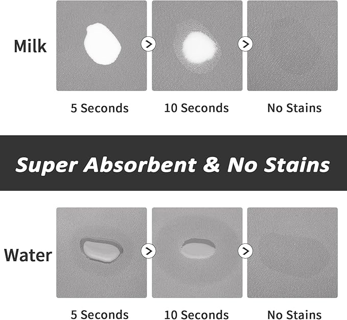 Dog Food Mat - Absorbent Cat Mat for Food and Water, No Stains Pet Feeding Bowl Mat, Easy to Clean Pet Placemats, Quick Dry Dog Water Dispenser Mat for Messy Drinkers | Paw Grey 18"x 28"