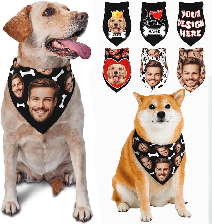Custom Dog Bandana for Cat Dog Pet Add Your Design Personalized Neckwear Bandanas with Your Text Logo Image Customized Pet Scarf Funny Gifts Style 02