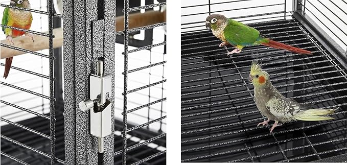 Portable and Durable Heavy Duty Travel Vet Bird Parrot Carrier Play Stand Perch Cage Feeding Bowl Stand with Handle and Accessories Prevent Beaks Out Include Cage Cover