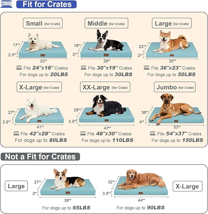 Outdoor Orthopedic Dog Bed for Medium Dogs & Cats, Waterproof Flat Pet Mat with Egg Crate Foam & Washable Removable Oxford Cover, 30x20 Inch, Light Blue