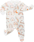 Neutral Baby Clothes Boy Girl Footed Cotton Long Sleeve Double Zipper Onesie