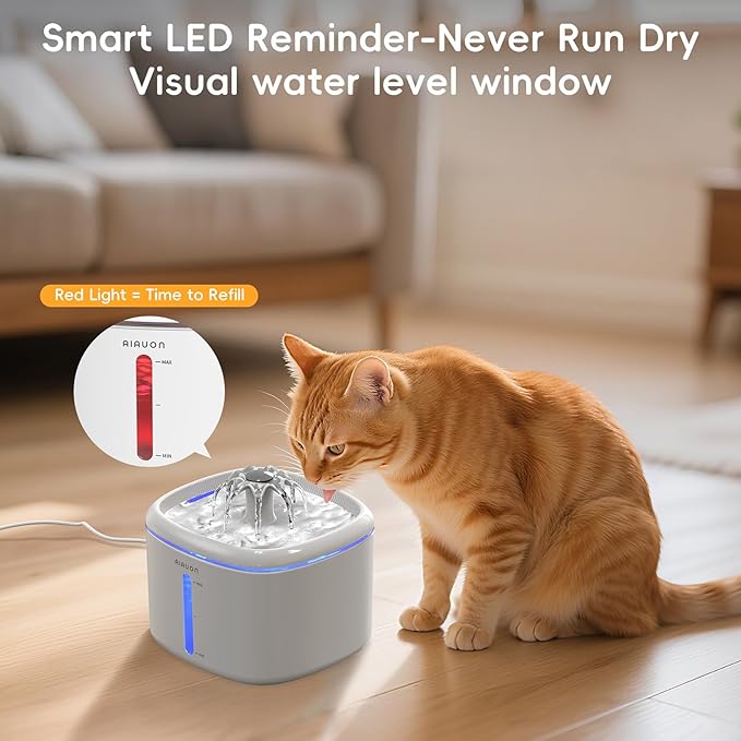 Cat Water Fountain,2.5L/84oz Pet Cat Fountain – Ultra Quiet Upgraded Automatic Pet Water Dispenser with 8 Replaceable Filters, Indoor Cat & Dog Drinking Bowl