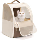 Cat Carrier Backpack,Steel Wire Frame More Stable,600D Wear-Resistant Oxford Fabric, Dog Carrier Cat Backpacks Suitable for Travel,Beige