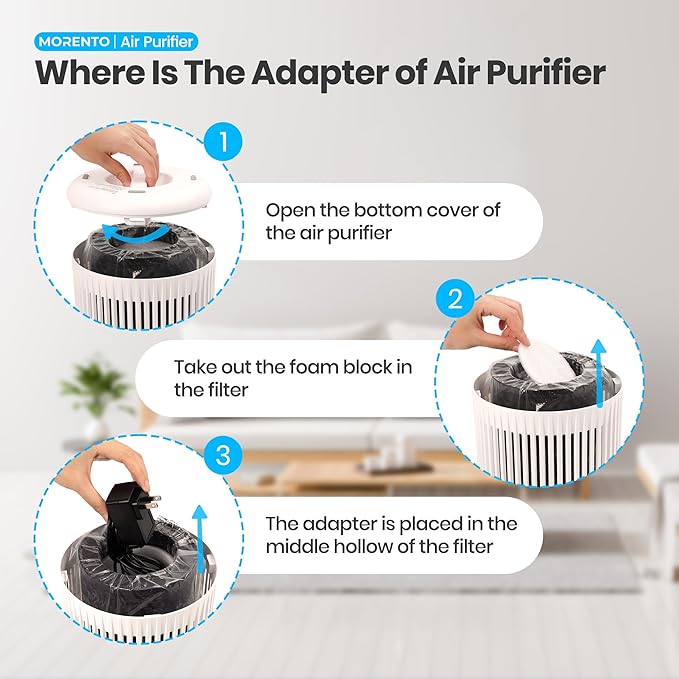 Air Purifiers for Bedroom Home for Smoke Pet Dander Odors, Air Purifier with Sleep Mode Small Air Purifier with Fragrance Sponge for Bedroom Office, Blue Ambient Light, 23dB Quiet, 2 Pack White