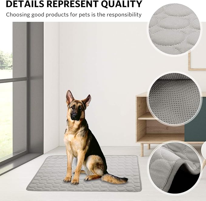 Dog Cooling Mat Pet Cooling Pads Dogs & Cats Pet Cooling Blanket for Outdoor Car Seats Beds (Grey, 22IN*28IN)