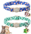 Unique Style Paws Baseball Kitten Collars,Cute Blue Cats Collar with Bell,Kitten Collar Breakaway Buckle with Heart Pattern,Adjustable Cat Collars,Ideal Gift for Boy Girl Cats