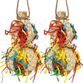 2PCS Bird Foraging Toys, Parrot Shredding Chewing Shredder Hanging Toys, Parakeets Shredded Paper Bird Cage Accessories Toy for Small Parrots, Conures, Love Birds, Cockatiels