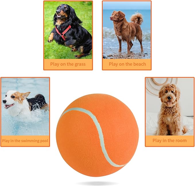 susu & wuwu Giant Tennis Ball for Dogs Yellow Big Tennis Ball for Dog Birthday Gift 9.5" Pet Toy Balls for Small/Medium/Large Dogs