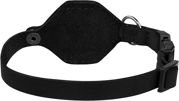 Breakaway Airtag Cat Collar with Removable Bell - Leather Pet Collar with Apple Air Tag Holder - Adjustable GPS Collars for Girl Boy Cats Kitten Puppy - Lightweight, Cute and Comfortable (Black)