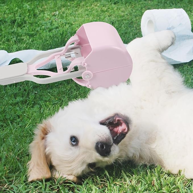 Heavy Duty Portable Poop Picker with Long Handle, Foldable Pet Waste Grabber for Walking and Outdoor Use, Lavender Color Cleaning Tool for Puppies and Adult Dogs