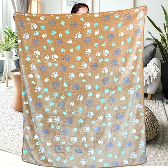 Dog Blankets for Large Dogs, 3 Pcs Dog Blanket Washable, Soft Fluffy Flannel Pet Blanket Mat Cover for Bed Couch, Cute Print Puppy Blanket 60" x 50"
