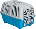 MidWest Homes for Pets Spree Travel Carrier – Hard-Sided Dog & Cat Carrier, Small Pet Travel Crate with Handle, Ventilated Design, Durable Plastic Door, Easy Assembly, 19-Inch, Blue