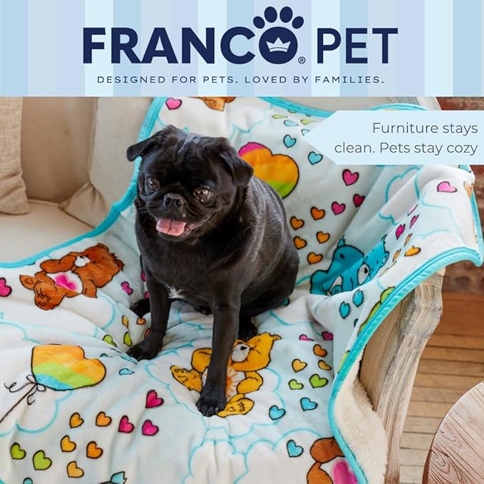 Franco Pet Care Bears Super Soft Cozy Waterproof Sherpa-Backed Blanket Throw for Small Dogs, Couch/Bed/Car, 30x40 (Officially Licensed Product)