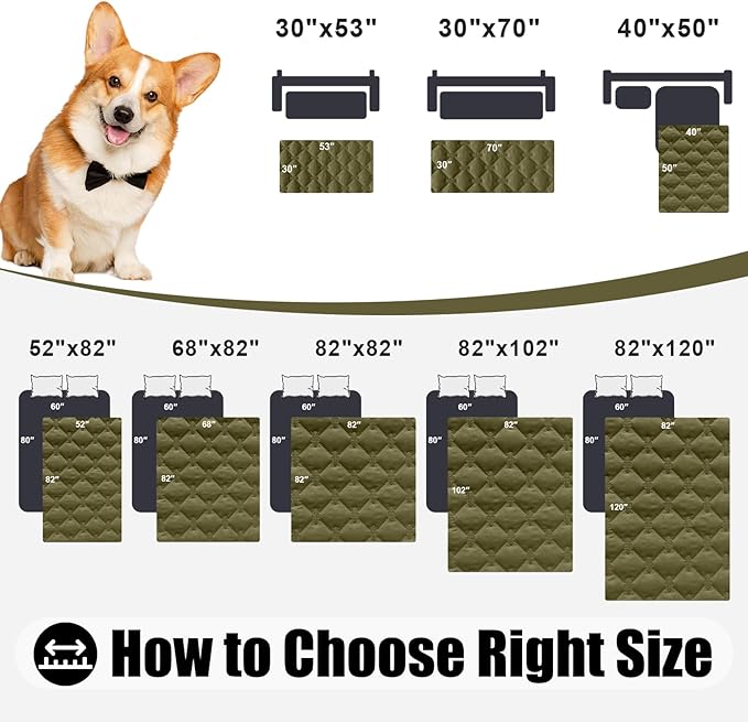 Smiry Waterproof Dog Bed Cover Blanket, Soft Reversible Pet Blanket, Washable Leakproof Cats Dogs Couch Cover for Sofa, Couch, Furniture (82x82 Inch, Green/Navy)