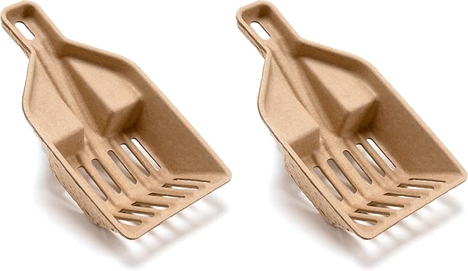 Kitty Sift FiberScoop Disposable Litter Scoop, Plastic-Free & Sustainable - Natural, One Size (Pack of 2)