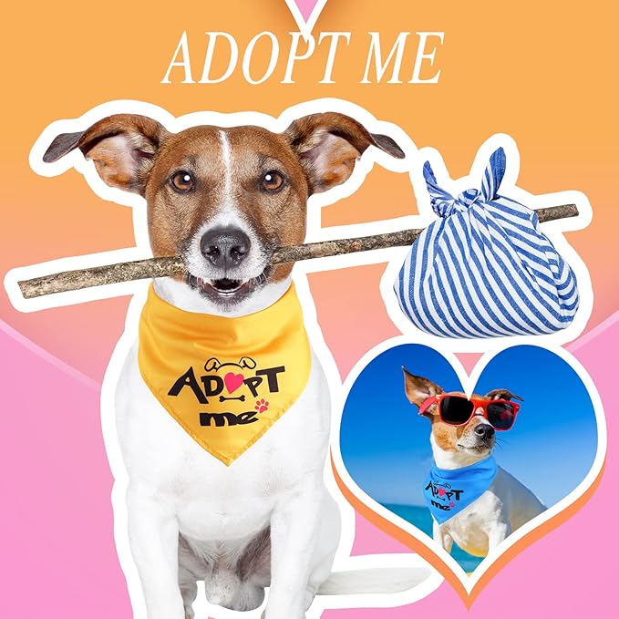 20 Pack Adopt Me Dog Bandanas Plain Adopt Me Triangle Dog Bandana Reversible Triangle Bibs for Dogs Cats Pets Costume Accessories, Assorted Colors, 25.6 x 17.7 x 17.7 Inch