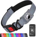 Airtag Dog Collar with AirTag Holder for Large Dogs, Reflective, Soft Padded & Safety Locking Buckle, Nylon Pet Collars Adjustable for All Breeds, Grey,XL