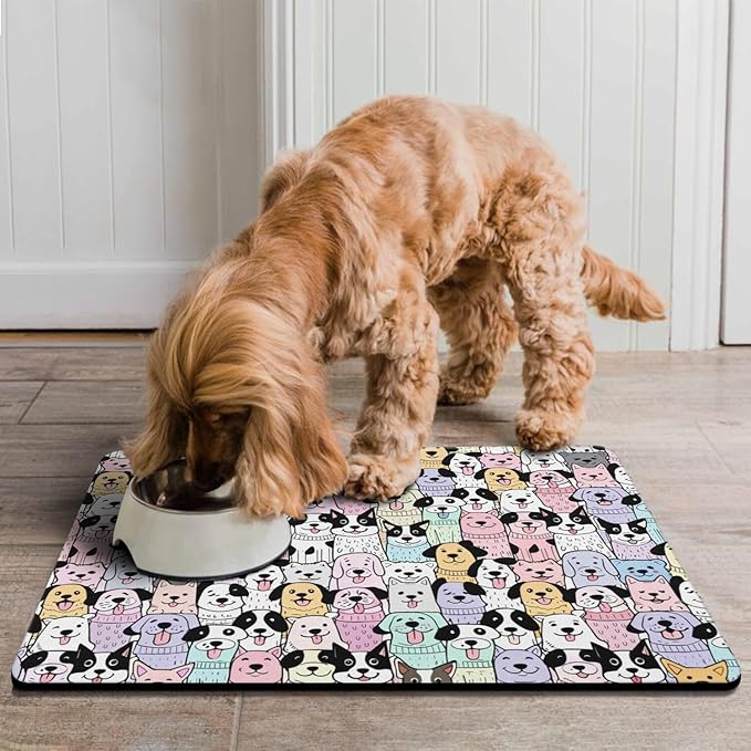 Pet Feeding Mat for Floors Waterproof Dog Mat for Food and Water Absorbent Quick Dry Non Slip mat for Cat Bowls