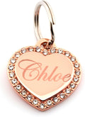 Custom Engraved Personalized Rose Gold-Plated Small Heart Rhinestones Pet Jewelry Dog Cat ID Tag