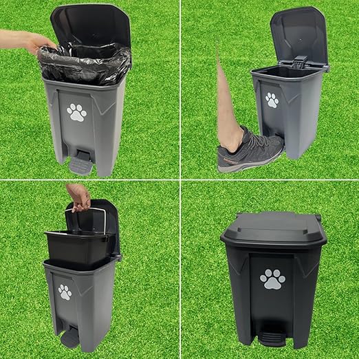 Dog Poop Trash Can Outside 20L with Waste Bags Outdoor Dog Poop Trash Can for Backyard with Lid Odorless Waterproof Foot Pedal and Removable Inner Bucket