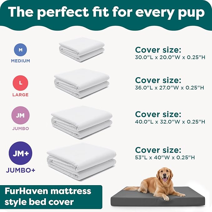 Furhaven Dog Bed Liner Water-Resistant Foam Mattress Protector Cover - White, Jumbo Plus